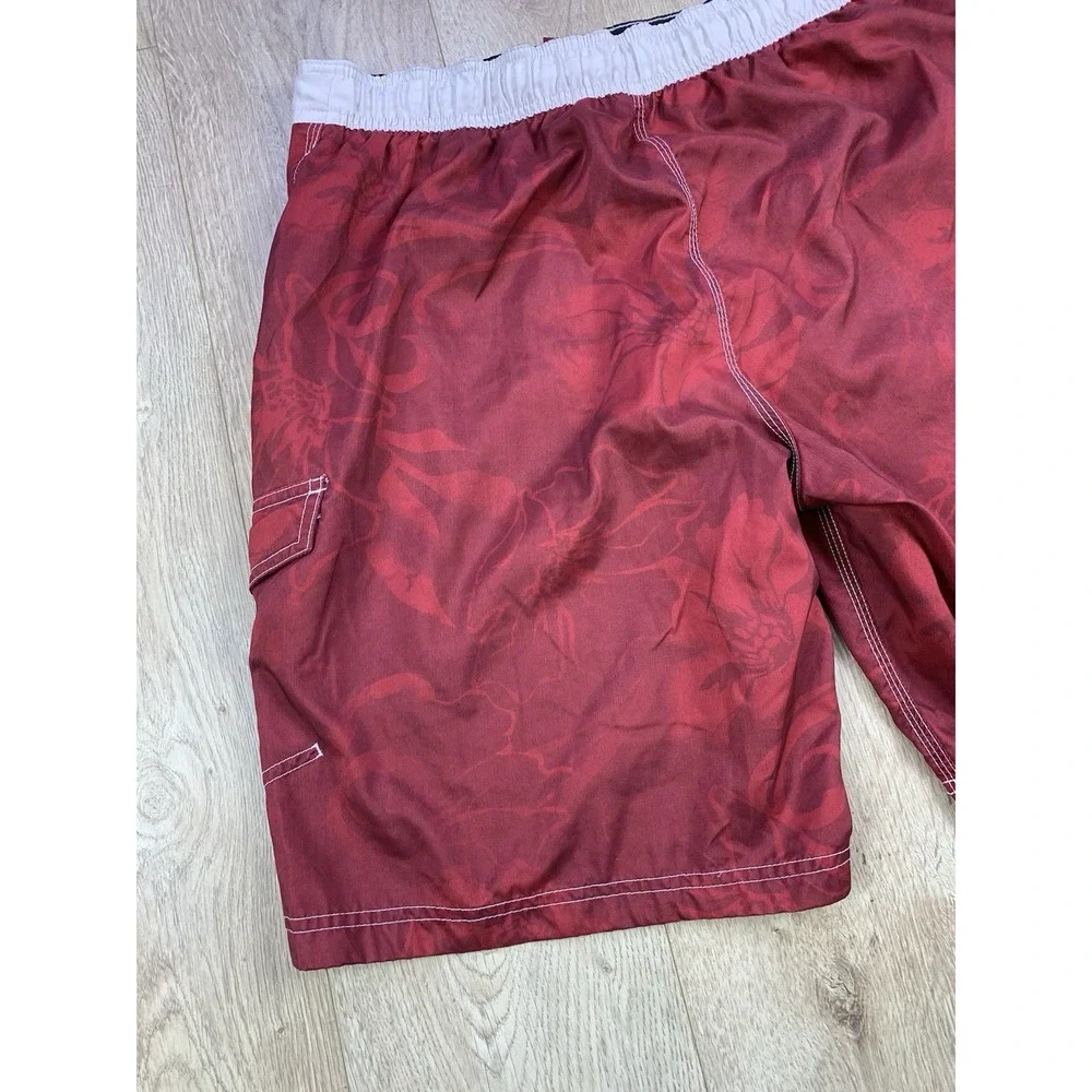 Speedo Men Sz Large Floral Red Swimsuit MESH REMOVED Swim Trunks Swimming Shorts